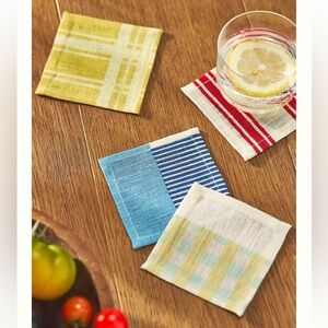 NWT Anthropologie Margo Linen Cocktail Napkins, Set of (4)
